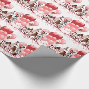 Verpakking voor vogelmeisjes van honden in roze en cadeaupapier