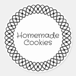 Verpakking zwarte en witte bakkerij ronde sticker