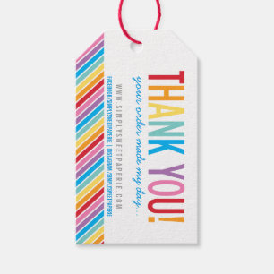 VERPAKKINGEN DANK U gewaagde kleurrijke regenboogs Cadeaulabel