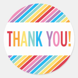 VERPAKKINGEN DANK U vette kleurrijke regenbooglett Ronde Sticker
