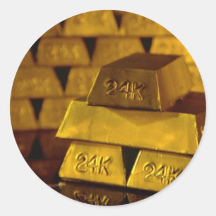 Verpakkingen van gouden staven ronde sticker