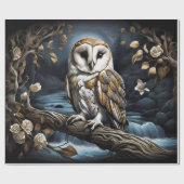 Verpakkingsdocument Vlakke Bladreeks van 3 Uil op  Cadeaupapier (Vlak)