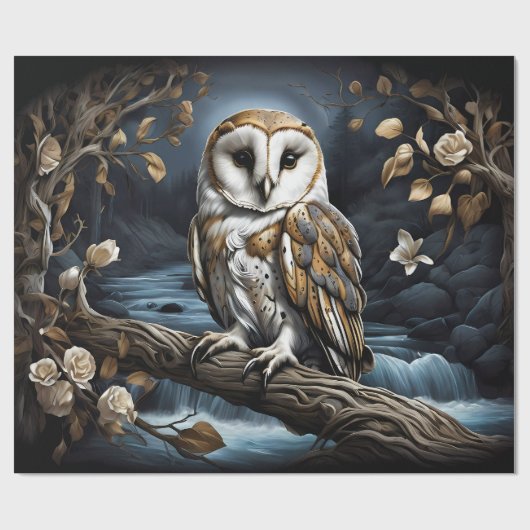 Verpakkingsdocument Vlakke Bladreeks van 3 Uil op  Cadeaupapier (Vlak)