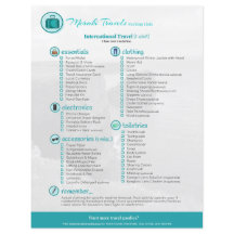 Verpakkingslijst: internationale reizen (1 volwass