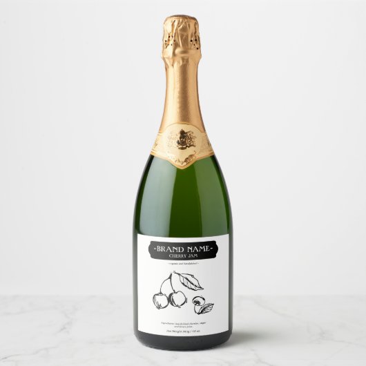 Verpakkingsontwerp voor Cherry Jam Jar Label Sparkling Wijnetiket (Voorkant)