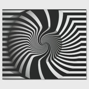 Verpakkingspapier - Psychedelic Art Swirl B/W Cadeaupapier