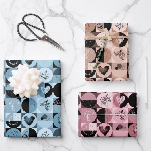 Verpakkingspapier Set van 3 vellen abstract patroo (Voorkant)