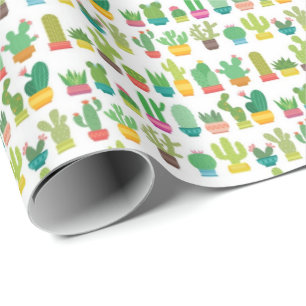 Verpakkingspapier - veel cactus cadeaupapier