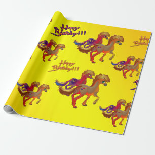 Verpakkingspapier voor vogelpaarden cadeaupapier