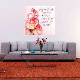 Verpakt Canvas Art Roze Roses Helen Keller Gezegde Afdruk
