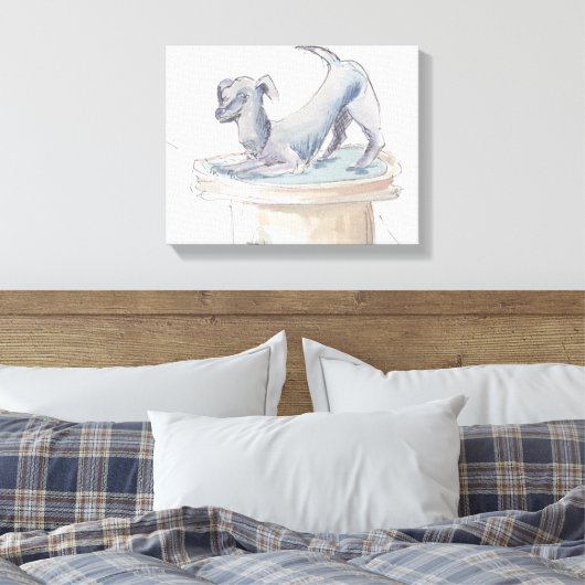 Verpakt Canvas "Waterverf Sketch/Dog London" (Insitu (Slaapkamer))