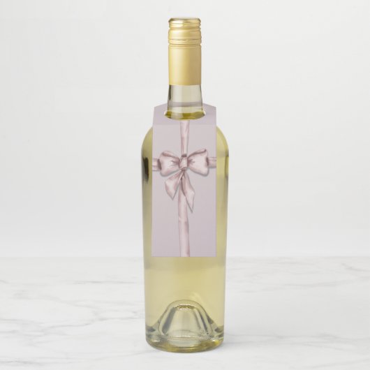 Verpakt in een roze strik flessenhanger (Op fles)