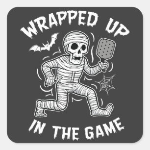 Verpakt in het spel pickleball Halloween Vierkante Sticker