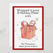 Verpakt in Liefde en Cheer Flat Holiday Kaart (Voorkant / Achterkant)