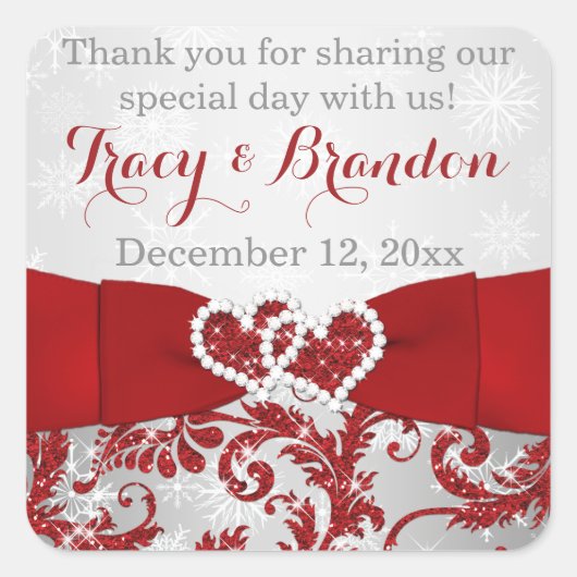 Verpakt in Liefde Verbonden Harten Bruiloft Sticke Vierkante Sticker (Voorkant)