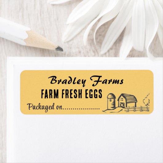 Verpakt op datum Boeren op de markt Voedsel Produc Etiket (Insitu)