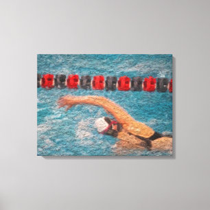 Verpakte zwemmers Freestyle Canvas Afdruk
