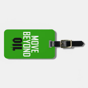 Verplaatsen boven olie bagagelabel