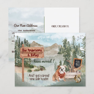 Verplaatsend Engels Bulldog Bossen Nieuw Adres Aankondigingskaart