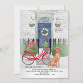 Verplaatsend Vizsla Dog - fietsdeuradres Aankondiging (Voorkant)