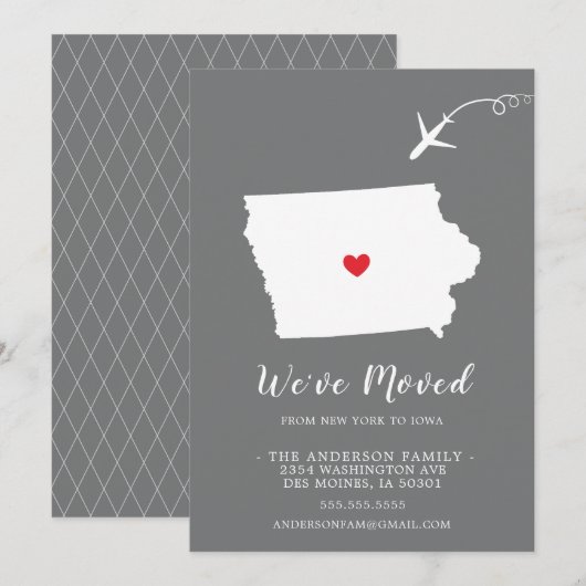 Verplaatsende aankondiging | Staat IOWA (Voorkant / Achterkant)