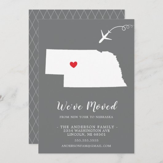 Verplaatsende aankondiging | Staat NEBRASKA (Voorkant / Achterkant)