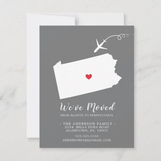 Verplaatsende aankondiging | Staat Pennsylvania (Voorkant)