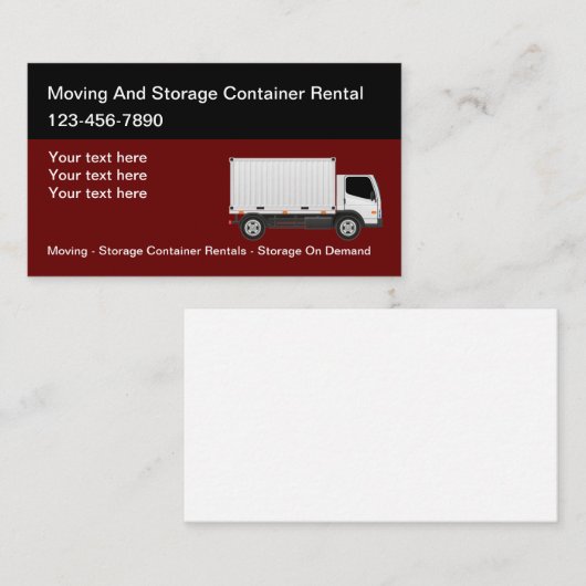 Verplaatsings- en opslagcontainers visitekaartje (Voorkant / Achterkant)