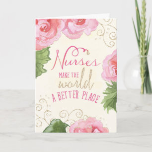 Verpleegdag Kaart - Roze Begonias en Sparkle