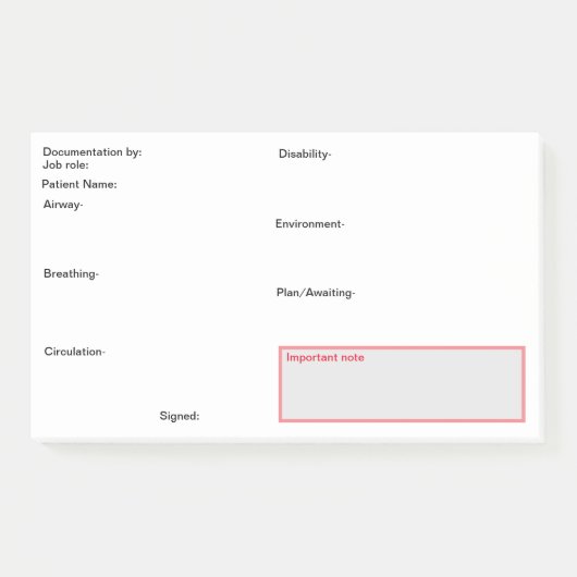 Verpleegdocumentatie na de operatie. post-it® notes (Voorkant)