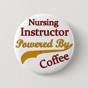 Verpleeginstructeur met koffie ronde button 5,7 cm