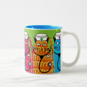 Verpleegkatten Tweekleurige Koffiemok