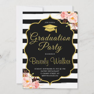 Verpleegkunde Graduatie Uitnodigingen Goud & Zwart