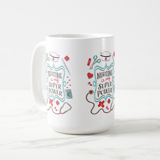 Verpleegkunde is mijn superkrachtige mok (Voorkant links)