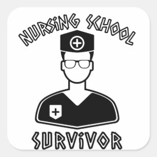 Verpleegkunde School Survivor Student Verpleegkund Vierkante Sticker