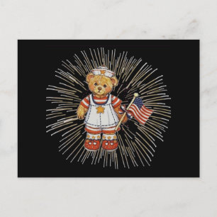 verpleegkundig Beer met modern wit vuurwerk Briefkaart