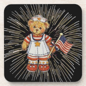 verpleegkundig Beer met modern wit vuurwerk Drankjes Onderzetter (Voorkant)