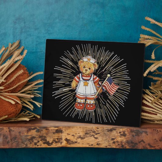 verpleegkundig Beer met modern wit vuurwerk Fotoplaat (Zijkant)