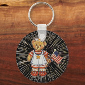 verpleegkundig Beer met modern wit vuurwerk Sleutelhanger (Voorkant)