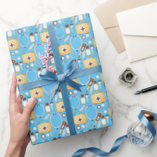 Verpleegkundig Medisch Patroon Stethoscoop Thermom Cadeaupapier