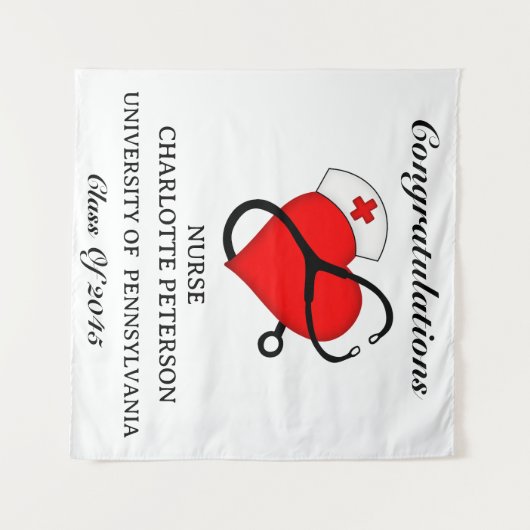 Verpleegkundige afstuderen Party Back Drop Wandkleed (Voorkant (horizontaal))