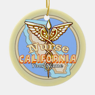 Verpleegkundige Caduceus uit California  Keramisch Ornament
