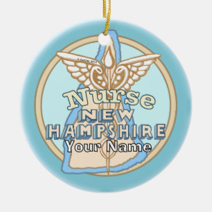 Verpleegkundige Caduceus uit New Hampshire Keramisch Ornament