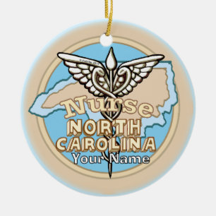 Verpleegkundige Caduceus uit North Carolina  Keramisch Ornament