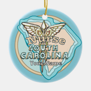 Verpleegkundige Caduceus uit South Carolina  Keramisch Ornament