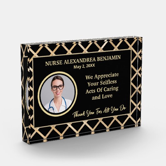 Verpleegkundige Dank u Waardering Goud Personalise Fotoblokken (Links)