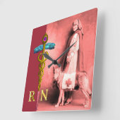 VERPLEEGKUNDIGE EN REDDINGSHOND /Goud Caduceus RN  Vierkante Klok (Hoek)