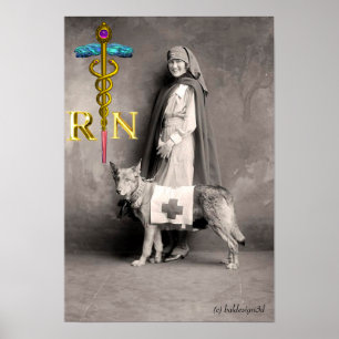 VERPLEEGKUNDIGE EN REDDINGSHOND /Gouden Caduceus R Poster