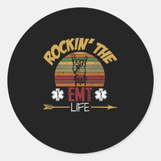 Verpleegkundige Gift | Rockin' The EMT Life Ronde Sticker