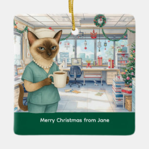 Verpleegkundige kersttijd op de werkvloer keramisch ornament